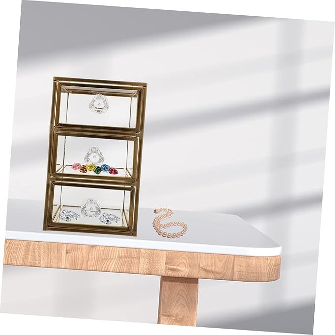 OUNONA Jewelry Drawer Box Elegant Three Storage Organizer for Cosmetics Accessories Transparent Design for Easy Viewing Versatile Storage Case for Home Office Use