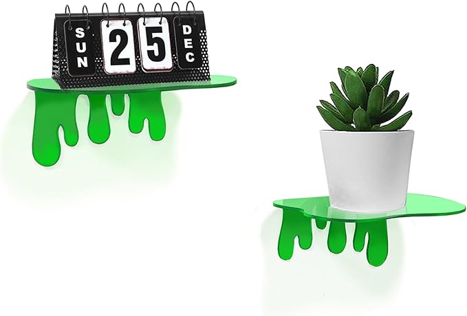 SetGame 2-Pack Acrylic Small Wall Shelves - 7 Inch Floating Shelf for Walls, Home Wall Display Ledges for Storage, Room Décor, Small Album & Items Organizer Display Dripping Wall Decor