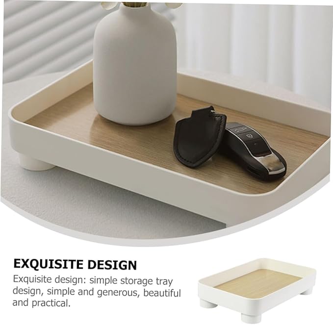 Wooden Storage Tray Makeup Organizer for Vanity Decorative Bathroom Vanity