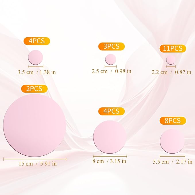 Shappy 32 Pcs Acrylic Mirror Wall Stickers Removable Round Wall Decal Circle Mirror Tiles for Home Bathroom Living Room Bedroom TV Background Decor (Pink,Small Size)