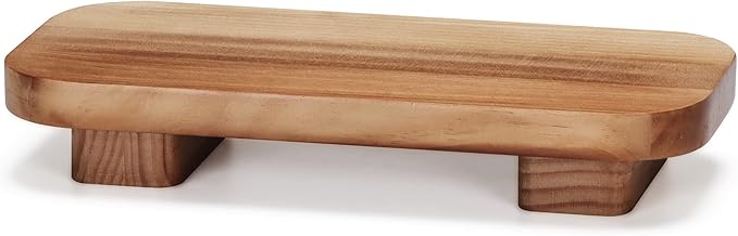 Liswit Farmhouse Wood Tray Rustic Wooden Pedestal 12 * 5.5 * 2 inches Decorative Wood Riser for Farmhouse Kitchen Counter Bathroom Room Decor (Brown)