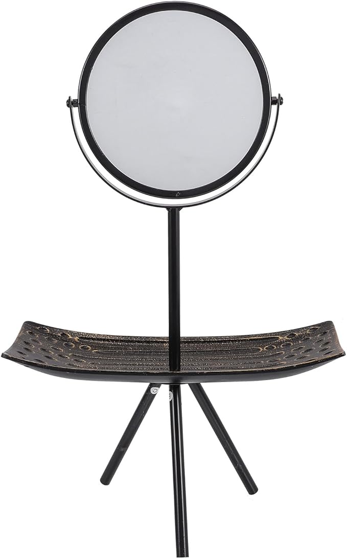 iplusmile Desk Mirror with Tray and Vintage Makeup Vanity Mirror Black Rectangular for 'Vanity Table Makeup Organizer Display Stand for Cosmetic Storage