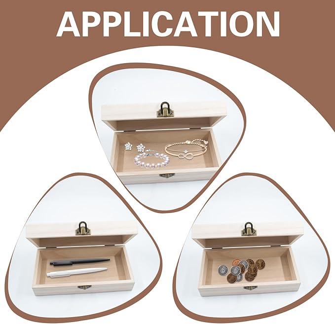 Wood Storage Box with Lid Solid Container Keepsake Decorative Table Large Rectangular Smooth Store Space to Organize Toys Cosmetics Vintage, 7.87 * 3.93 * 2.36 inch, Light Brown