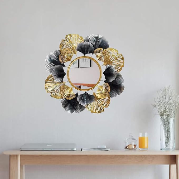 Decorative Round Mirror - Modern Hanging Mirror, 29" Metal Frame - Wall Decor for Living Room, Bedroom, Bathroom