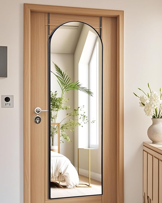 NEARBYSD Door Arch Mirror - Over The Door 48x14 Full Length Mirror For Bedroom, Living Room or Closet - Black