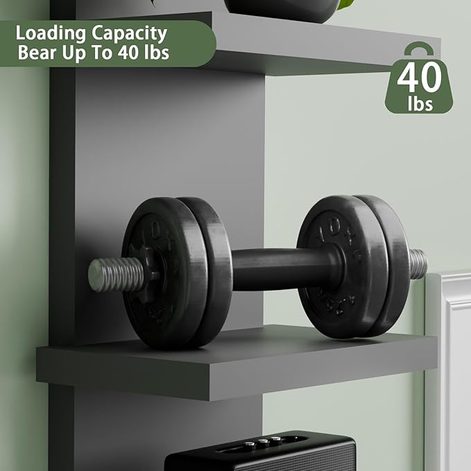 5 Tier Wall Shelf Unit, Black Versatile Lack Wall Shelf, Display Floating Shelves for Bedroom Bathroom Home Decor Organizer