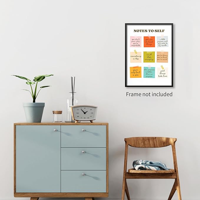 WIUHIO Notes To Self Motivational Quotes Wall Art Mental Health Canvas Poster Modern Colorful Inspirational Prints for Office Home Living Room Wall Decor 12X16 inch Unframed