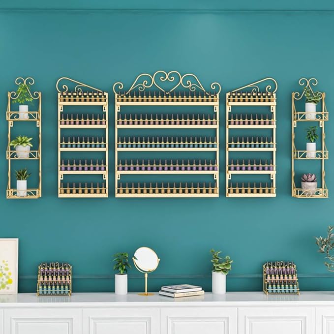 Metal Wall-mounted Nail Polish Storage Racks Wall-mounted Nail Polish Stand Storage Box, Retail Store Metal Nail Polish Storage Display Rack Display Rack Lipstick Perfume, Suitable for Nail Shop/Salon