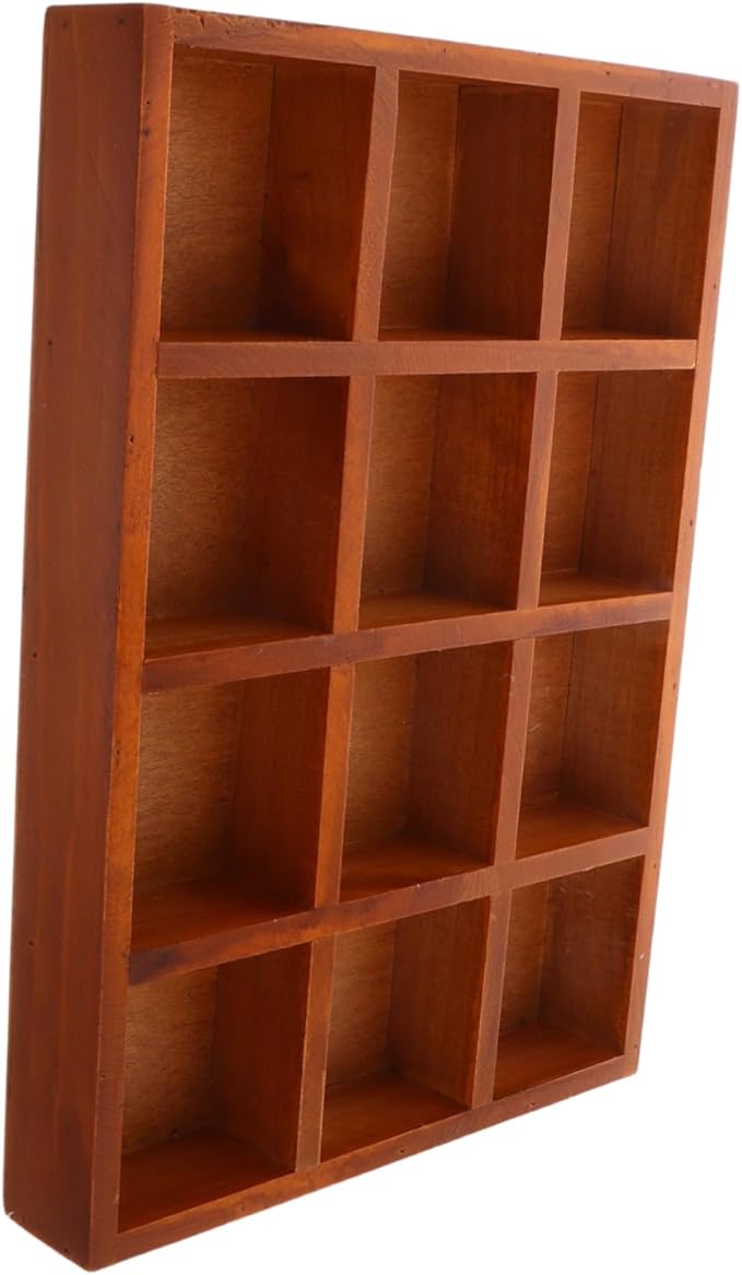 Vintage Wooden Jewelry Box with Twelve Compartments Retro Makeup Organizer for Accessories Elegant Desktop Storage for Home Decor