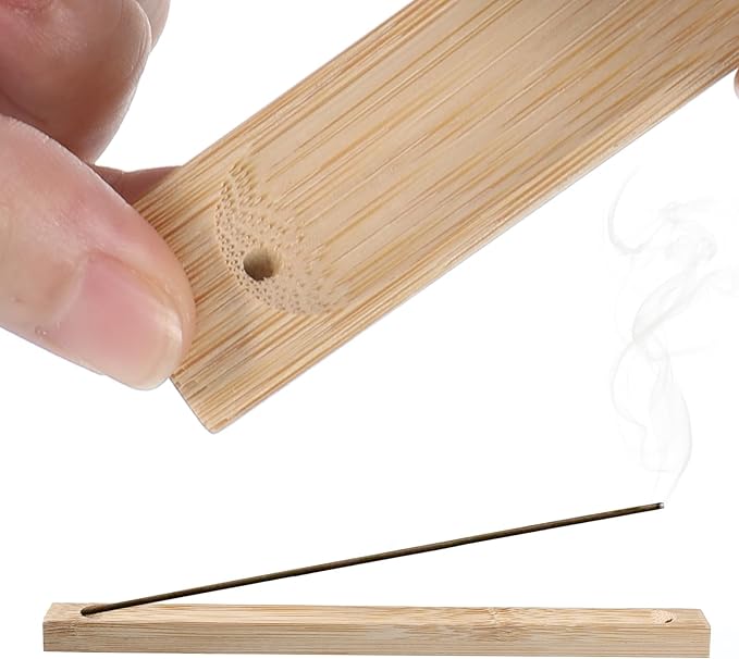 2Pcs Wooden Incense Holder for Sticks, Wood Incense Stick Holder with Ash Collector Catcher Adjustable Angle Stick Burner, 9.1 Inches