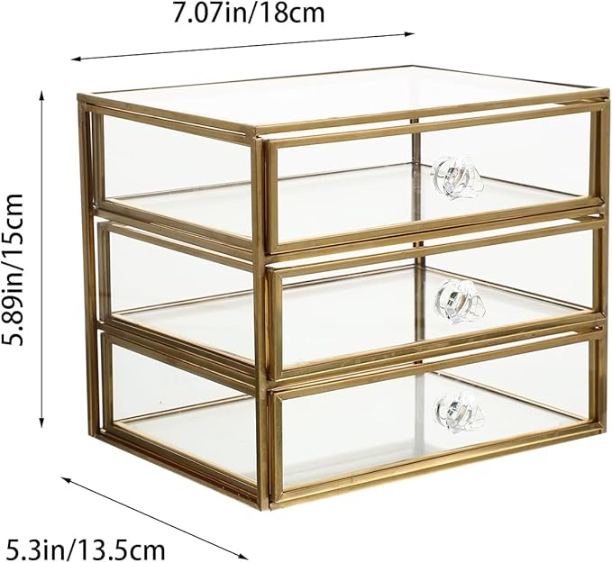 PRETYZOOM Multi Drawer Tabletop Storage Case Elegant Jewelry Organizer Transparent for Cosmetics Rings Earrings Bracelets Space-saving Design for Home Office Use