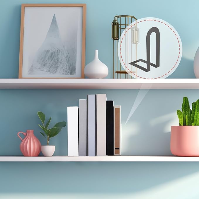Chunful 6 Pcs Modern Metal Book Ends for Shelves Decorative Small Bookends Book Shelf Organizer Minimalist Design Stopper to Hold Books for Home Office (Gray,5.5 * 3.75 * 2.25inch)