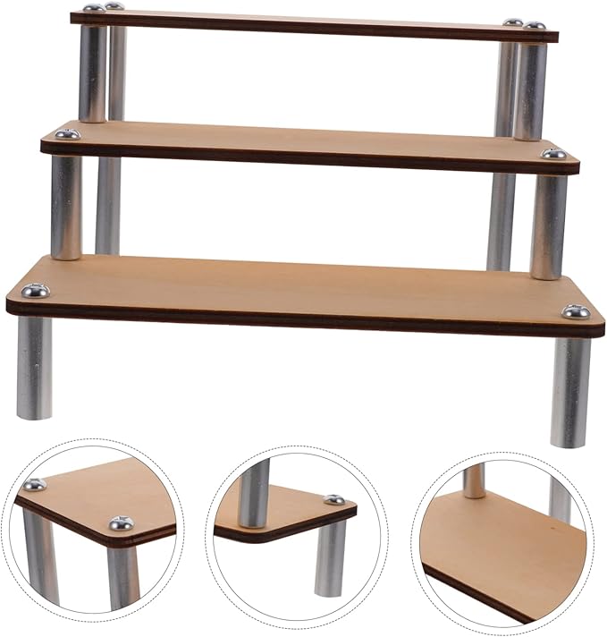 Unomor Rustic Wooden Display Rack Makeup Organizer Perfume Holder Earring Riser Stand Home Decor