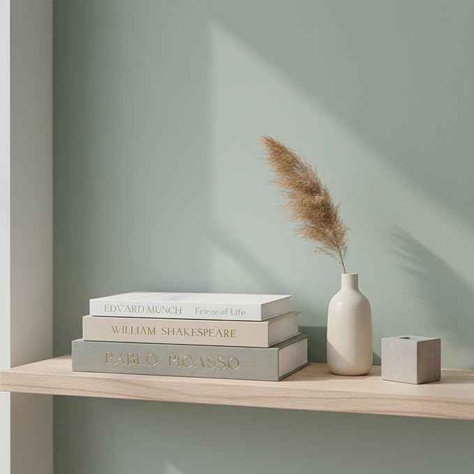 Decorative Books for Home Decor-Set of 3 Linen Aesthetic Fake/Faux Books for Coffee Table/Bookshelf/Mantel Shelf Decoration, Hidden Photo or as Keepsake Storage Box