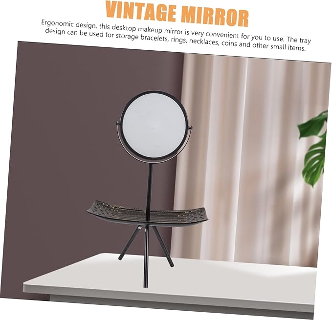 Mipcase Rotating Makeup Mirror with Angle and Elegant Design European Style Vanity Tray for Bedroom and Dressing Table and Lightweight Cosmetic Organizer