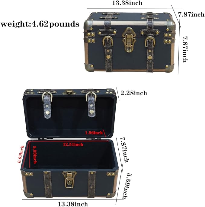 Decorative Storage Box - Antique Wooden Manual Box with Cover, Gift & Home Decor (13.38 * 7.87 * 7.87 inch)