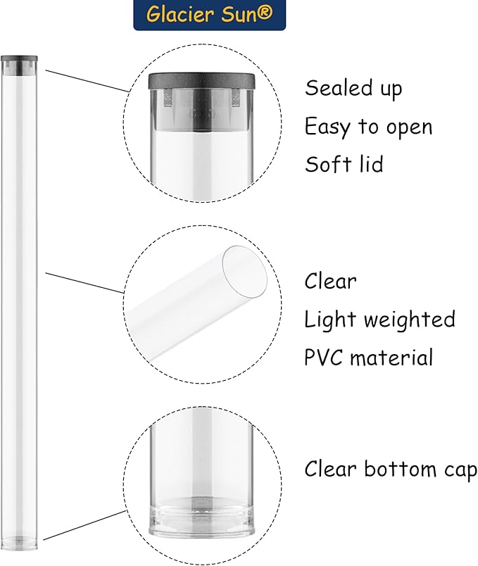 Clear Plastic Tube with Black lid, Storage Holder for 8-10 inch Incense Sticks, Preserves Aroma (24)