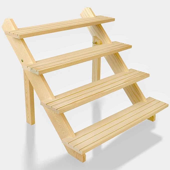 4 Steps Display Riser, Earring Display Stands, Showcase Cascading Merchandise Organizer Tray Vendor Display Supplies for Tabletop Shows Solid Wood…