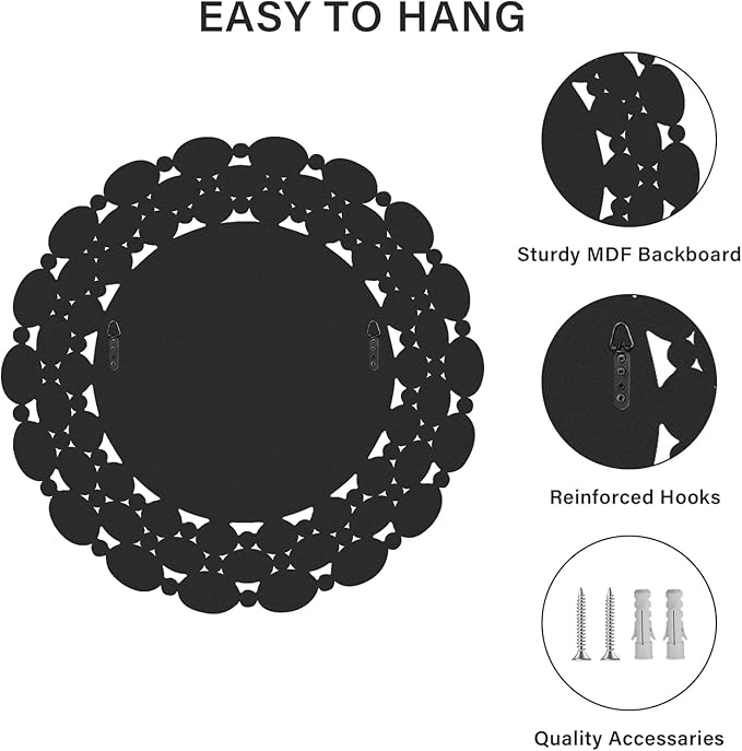 32" Large Round Wall Mirrors, Modern Silver Mirror for Wall Decor, Elegant Decorative Mirror for Entryway, Living Room, Bedroom, Bathroom, Dining Room