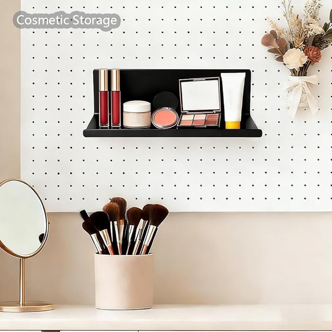 Magnetic Pegboard Shelf Metal Peg Board Organizer Steel Tray Magnetic Fridge Shelf Flat Display Shelf Wall Floating Shelf for Whiteboard Home Classroom Garage Craft Room