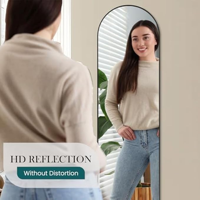 NEWBULIG Full Length Mirror, Full Body Floor Mirror with Aluminum Alloy Thin Frame, Wall or Standing Mirror for Bedroom, Living Room, Dressing Room