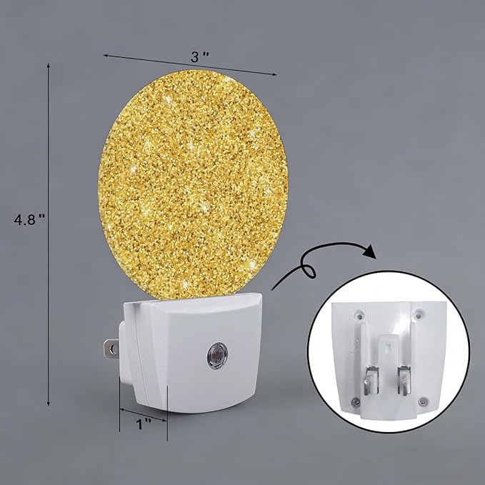Gold Glitter Shine Night Light Plug-in Sleep Lamp Led Dusk to Dawn Night Light for Bedroom