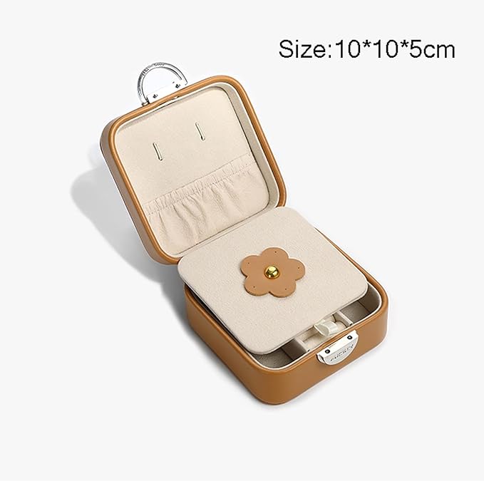 Jewelry storage box Makeup Organizers Small Jewelry Box PU Leather Portable Travel Case, Display Storage Box for Rings, Earrings, Necklaces, 10 * 10 * 5cm Jewelry Case