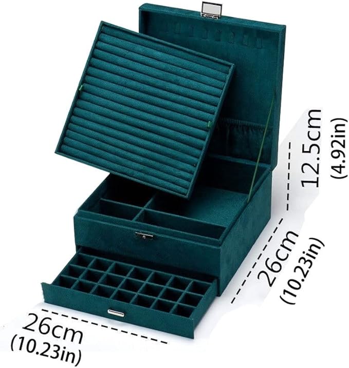 Makeup Organizers 3-Layer Jewelry Box Storage Box Necklace Ring Bracelet Bracelet Earrings Watch Jewelry Storage Box Jewelry Box Jewelry Case (Color : Black)