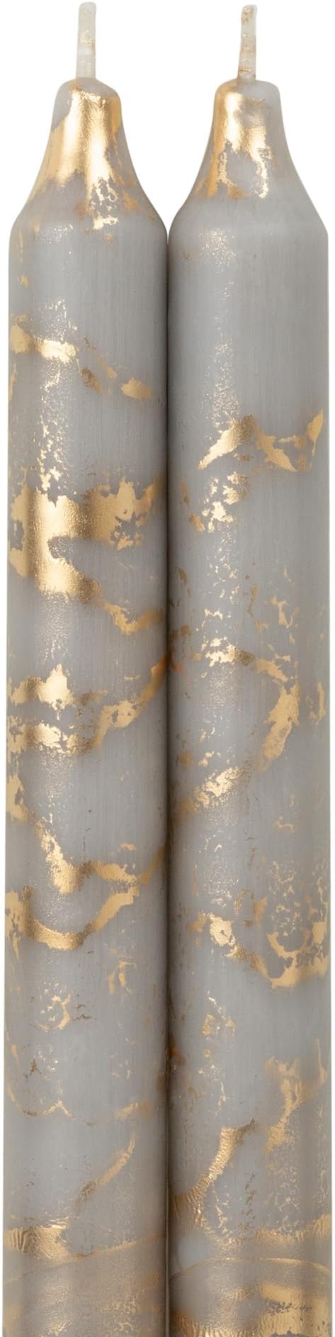 Northern Lights Candles - Premium Decorative Tapers - 12" 2PK - Stone w/Gold 73313