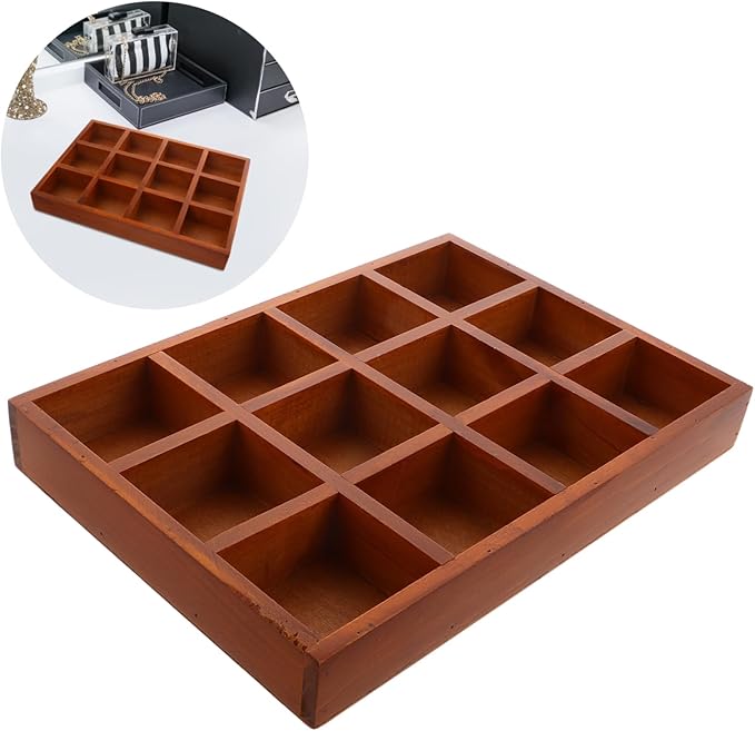 Wooden Jewelry Storage Box Compartments Vintage Trinket Organizer Desktop Makeup Organizer Retro Treasure Box
