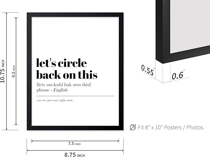 Poster Master Typography Poster - Retro Dictionary Print - Let's Circle Back on This Definition, Book Page, Funny - Gift for Colleague, Friend - Wall Decor for Home, Office, 8x10 Black Framed