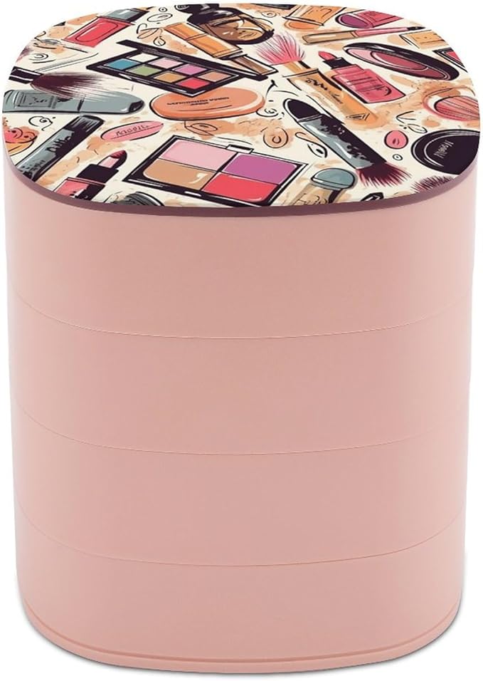 Jewelry Box Jewelry Organizer Makeup Theme Pattern Printed Jewelry Boxes for Women Travel Jewelry Case Earring Holder Organizer Designed for Storing Small Items