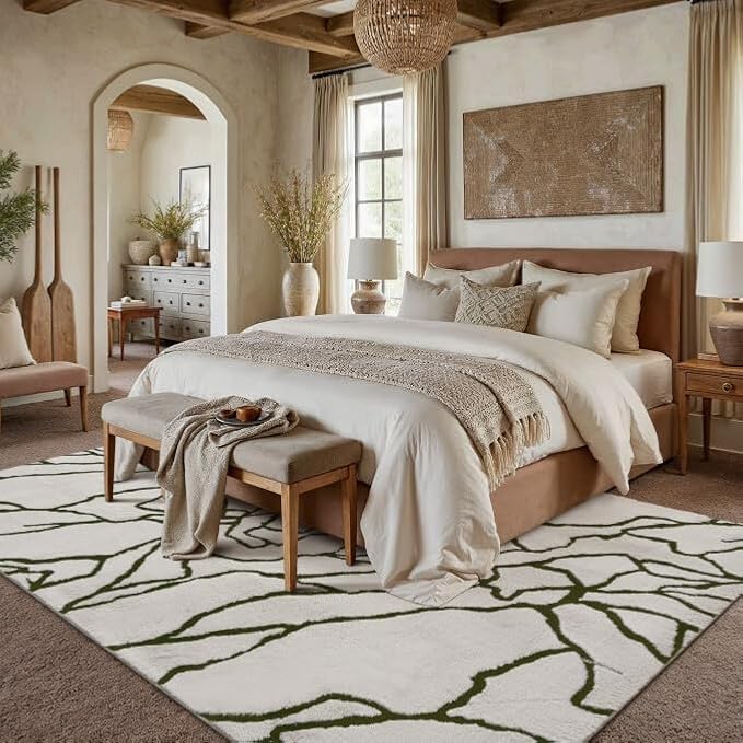 PureCozy Super Soft Shag Rug 6x9 for Living Room Modern White Washable Large Area Rugs High Pile Non-Shedding Throw Rugs Non Slip Indoor Office Carpet for Playroom Bedroom Home Aesthetic Decor