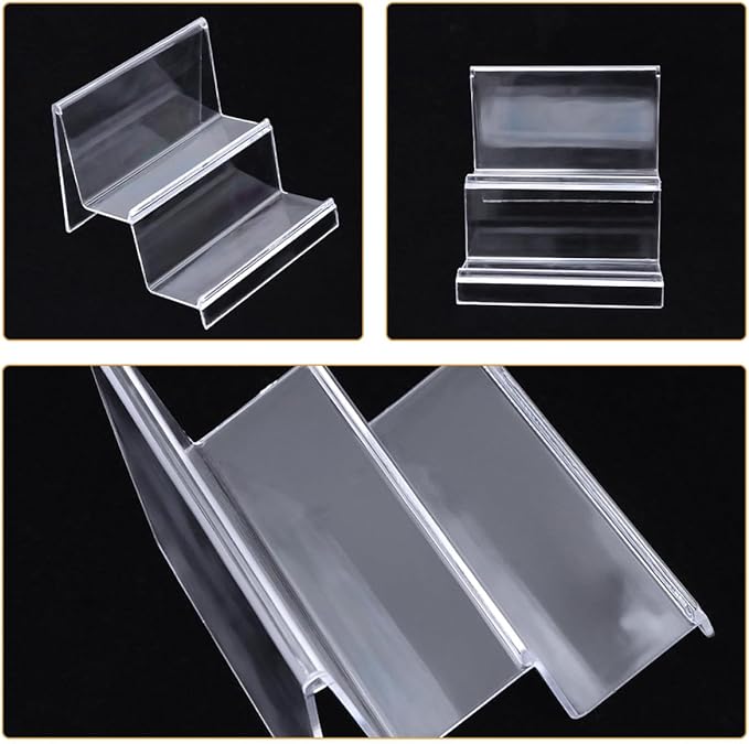 Milisten 2pcs Acrylic Wallet Display Stand with Two-tier 14cm Wide Purse Organizer Rack Desktop Storage Shelf for Home Office Makeup Accessories