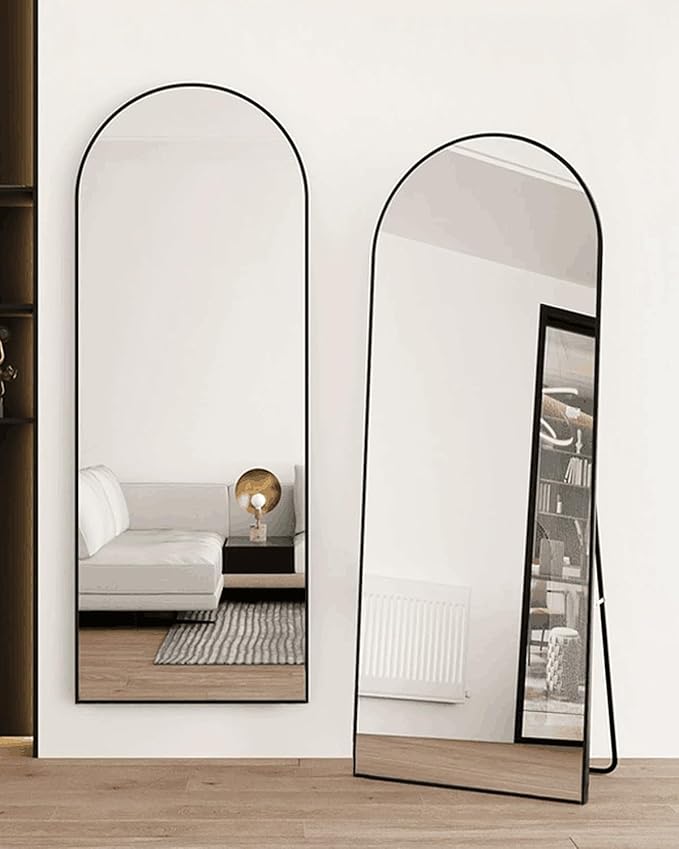 KOMCOTE Arch Mirror Full Length,Floor Length Mirror,Arched Floor Mirror,76''x34'' Wall Mirror Full Length,Oversized Floor Mirror,Bedroom Mirror Full Length,Black Floor Mirror Living Room Cloakroom