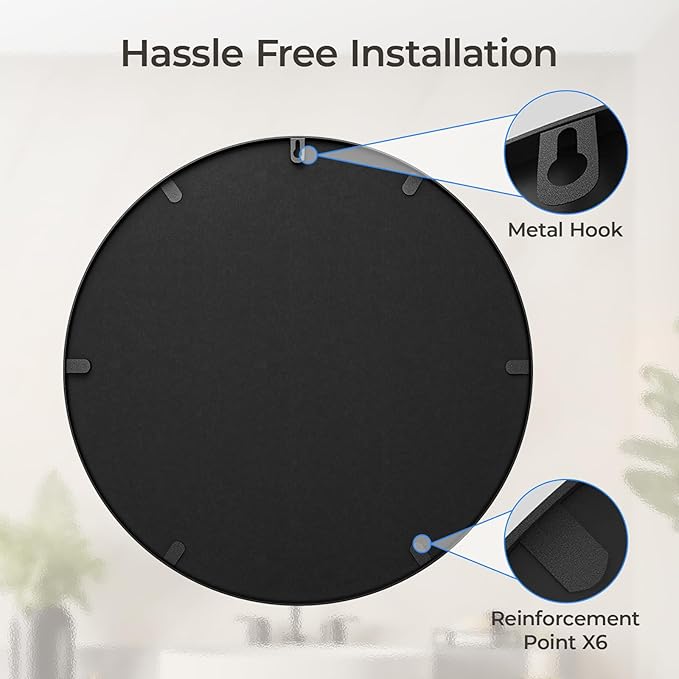 USHOWER Bathroom Mirrors for Over Sink, 30 Inch Circle Mirror with Metal Frame, Black Wall Mirror for Vanity, Entryway, Living Room, Hallway and Bedroom Decor