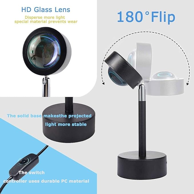 Sunset lamp Projector Sunset lamp Sunset Light, Dawn Light, Photography Atmosphere Light, Various Styles, Suitable for Living Room and Bedroom /336