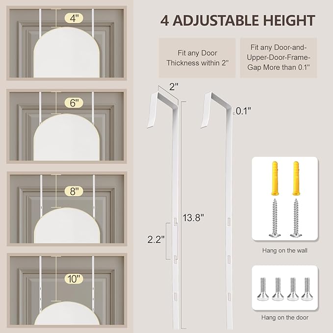 50"x16" Door Mirror, Arched Full Length Mirror, Over the Door Mirrors Full Length, Hanging Mirrors for Bedroom, Bathroom, Gold