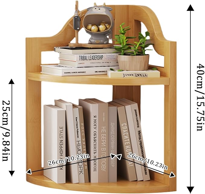 Corner Shelf, 2 Tier Desktop Storage Organizer Space Saving Counter Decor for Small Spaces Home Office Kitchen Bathroom (Yellow, 2-Tier)