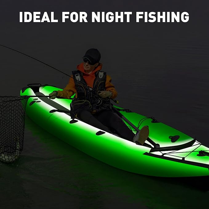 20FT Marine LED Strip Lights for Pontoon, Boat LED Strip Lights 12V Waterproof, Ideal as Under Gunnel Lights, Deck Light, Boat Interior Light for Kayak, Jon Boat and Fishing Boats (Green)