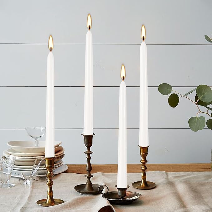Howemon 20 Pack White Taper Candles 12 Inch Tall 3/4 Inch Thick Burn 10 Hours