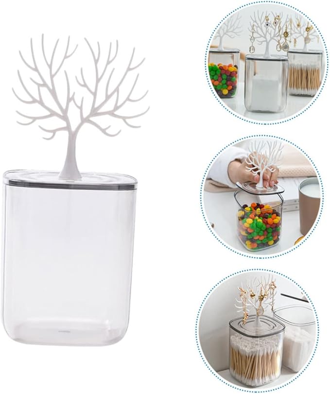 Acrylic Cotton Swab Box Lid Multifunctional Desktop Organizer for Makeup Pads and Jewelry Storage Dustproof and Sturdy for Bathroom and Vanity