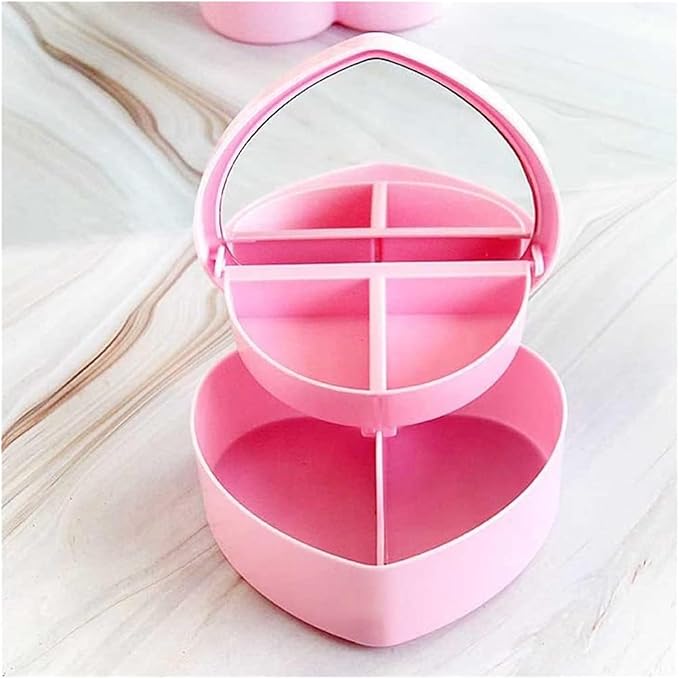 Jewelry Box,Earring Organizer Box Romantic Jewelry Box Earrings Display Box Hair Clip Storage Box Jewelry Organizer Box with Heart Make Makeup Organizer Box