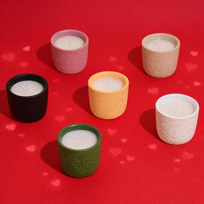 Viyffo 6 Pack Scented Candles, 2oz Mini Candles for Home Scented, Small Colorful Non Toxic Soy Candle Set with 6 Different Aromas, Luxury Home Fragrance & Cute Ceramic Spring Décor Gifts for Women