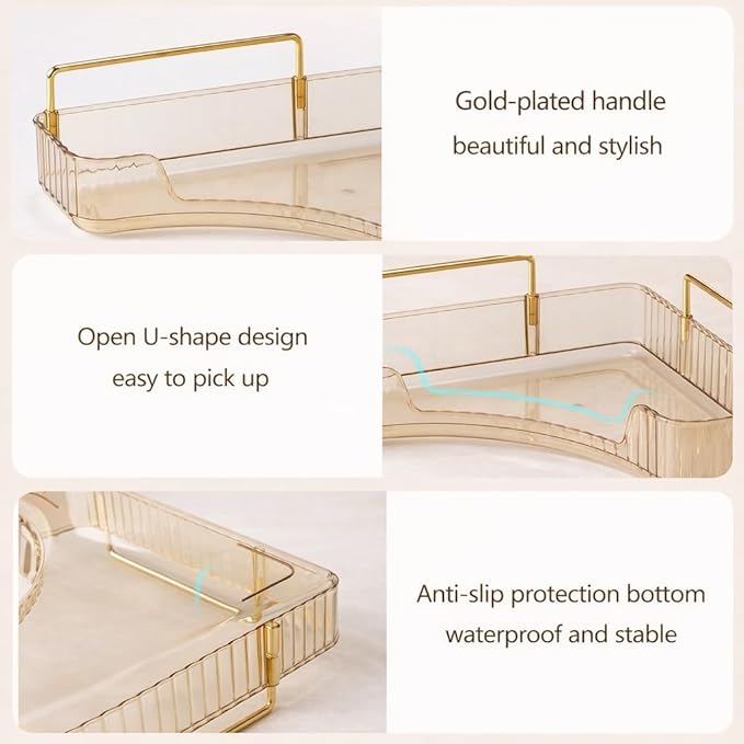 Multi-Tier Corner Countertop Organizer Rack, 3 Tier Corner Bathroom Counter Organizer, 90° Space-Saving Makeup Organizer Shelf, Tool-Free Installation for Cosmetic, Dresser, Kitchen (Gold-2tier)