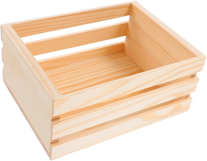 PRETYZOOM Wooden Storage Box with Unique Hollow Design Multifunctional Desktop Organizer Basket for Home Office Compact 6.29X4.72X2.75In Storage Bin for Sundries and Stationery