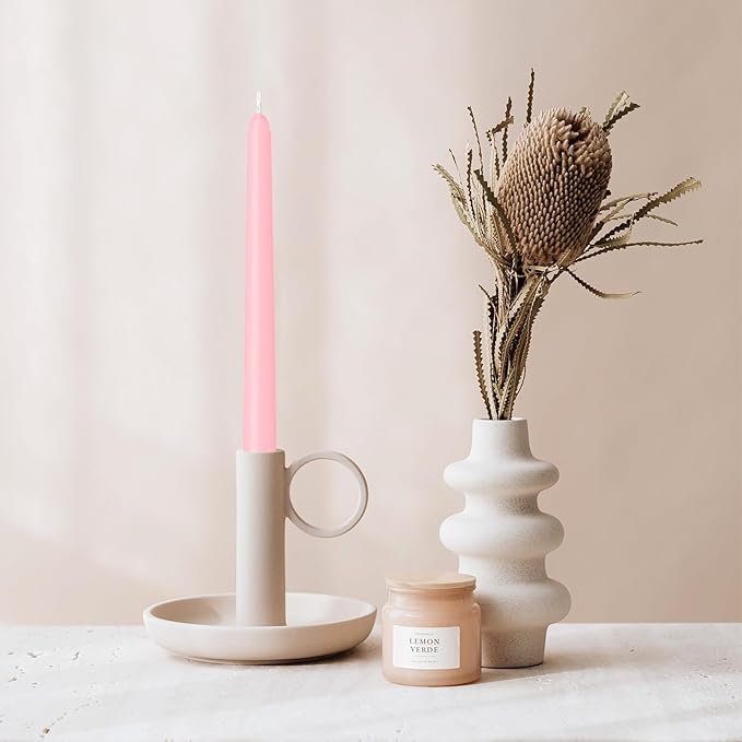 LYOBATH 30 Pack Pink Taper Candles - Taper Candles 10 Inch Dripless, Smokeless & Unscented - 8 Hours Long Burning - Ideal for Weddings, Dinner Parties, and Home Decor