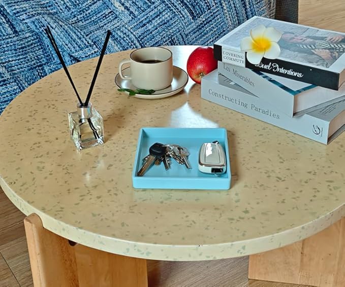 Small Square Serving Tray (5.9 inch), Durable Blue Tray for Desserts & Organization, Lightweight for Coffee, Drinks, Party, Seasoning, Perfume and Display.