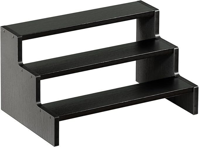 ProCase Wooden Cologne Organizer for Men, 3 Tier Perfume Organizer, Mens Cologne Stand Holder Storage, Display Riser Shelf Rack for Fragrances Candles Cosmetics Cupcake Figure Spice -Black