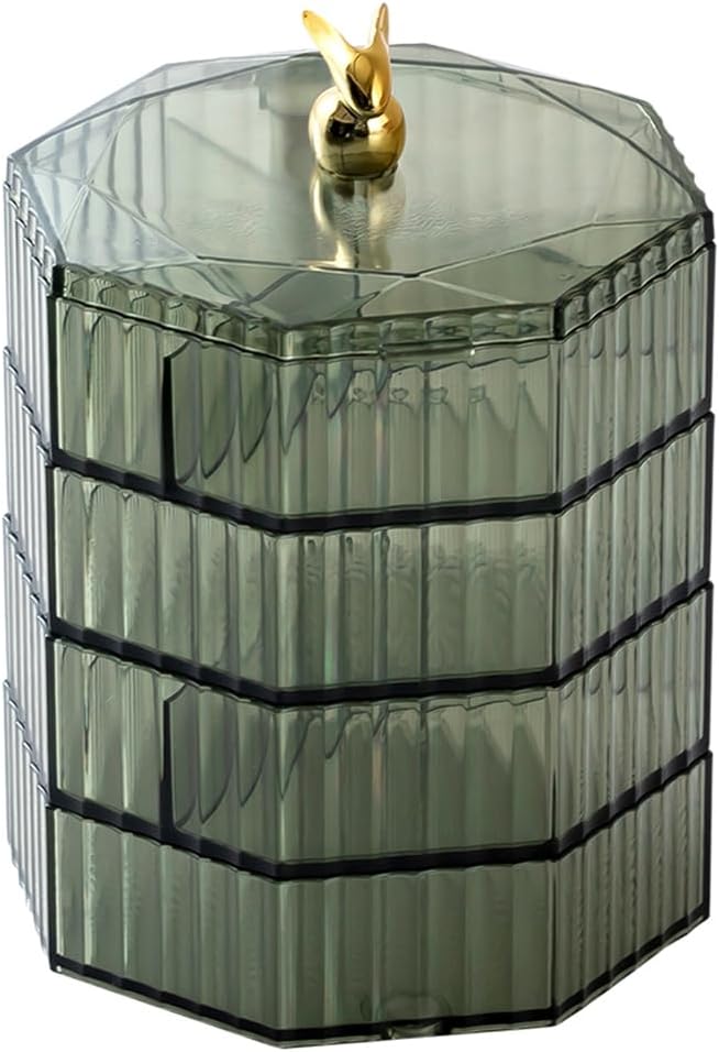 Jewelry Box,Acrylic Jewelry Organizer with Handle, Clear Jewelry Boxes for Women , Make Up Organizer Reusable Easy to Use Green